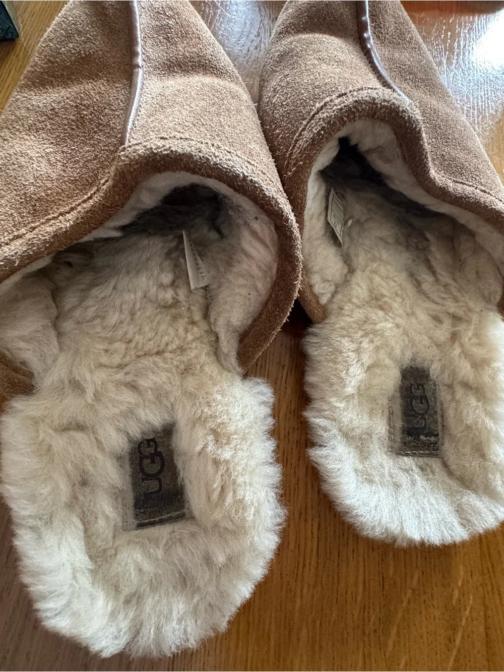 UGG Chestnut Suede Shearling Clog Slippers